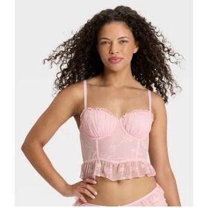 Women's Ruffle Lace Corset - Wild Fable Clay Pink M